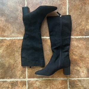 Elegant Black Knee-High Women's Boots-wide calf
